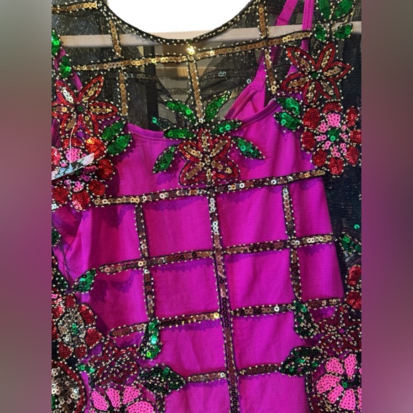 Event Full Multi Color Sequin Mini Dress, Tunic, Special Occasion Lux - Picture 4 of 5
